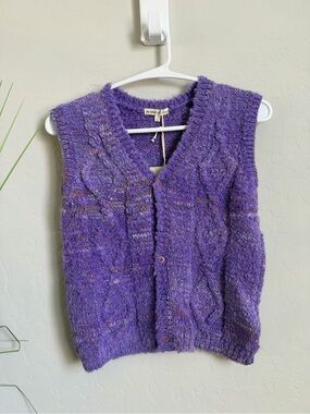 The Sunday Collective Purple Cable Knit Wool Alpaca Sweater Vest 6Y NWT
